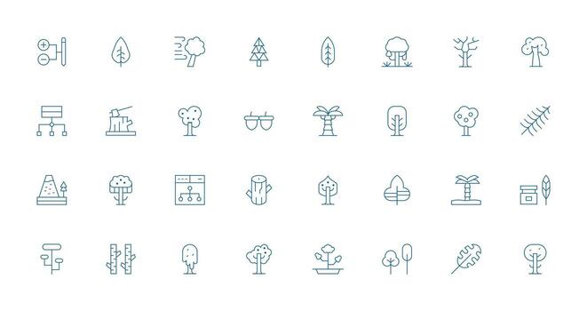 32 Delgado línea íconos para árbol gráficos escalable icono paquete vector
