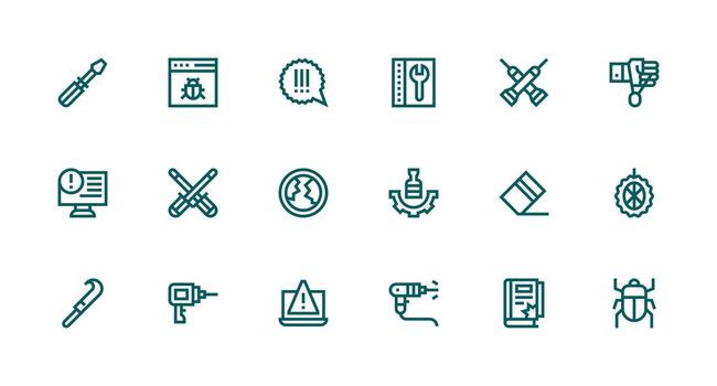Fix Design Icons featuring 18 in Strong Stroke Line Style Detailed Icon Collection for Design Systems vector