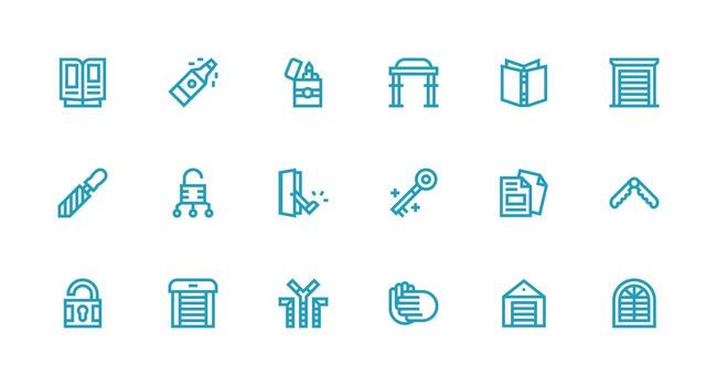 18 Strong Stroke Line Style Icons from Open Collection Compact Icon Set vector