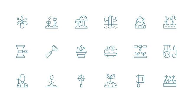Minimal Line Style Soil Icons with 18 Vectors Pixel Perfect Icon Set