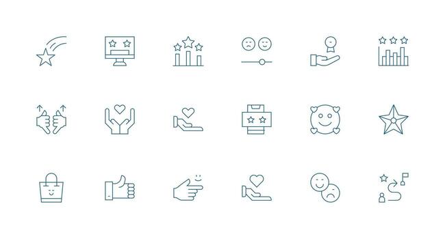 Customer Satisfaction Icon Set with 18 Minimal Line Graphics Fully Editable Icon Set for Web vector