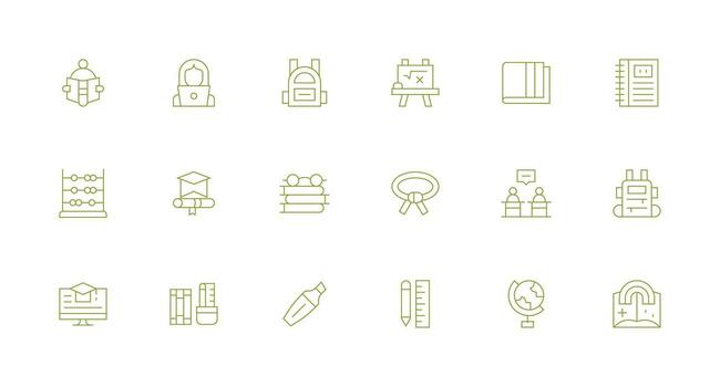 Student Set with 18 Minimal Line Icons Modern Line and Glyph Icon Series vector