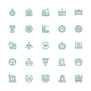 25 Medium Stroke Outline Designs for Automation Icons Sharp Icons for Presentations vector