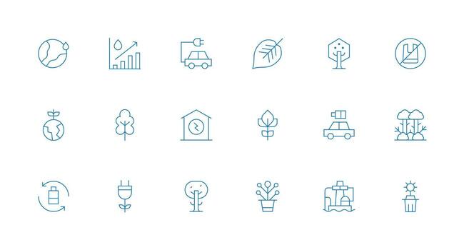 18 mínimo línea estilo íconos desde sustentabilidad colección completamente editable icono conjunto para web vector