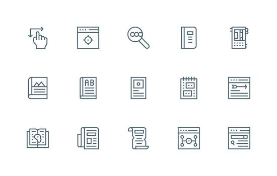Regular Line Icons from Page Set with 15 Vectors Icon Collection Set