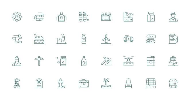 Industry Icon Set with 32 Thin Line Graphics Organized Glyph Icons for Fast Design vector