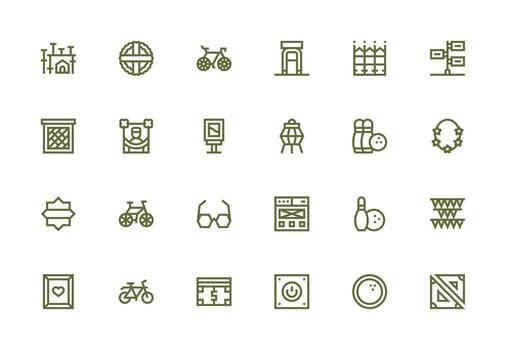 24 grueso línea línea íconos para marco gráficos diseño Listo icono conjunto para equipos vector