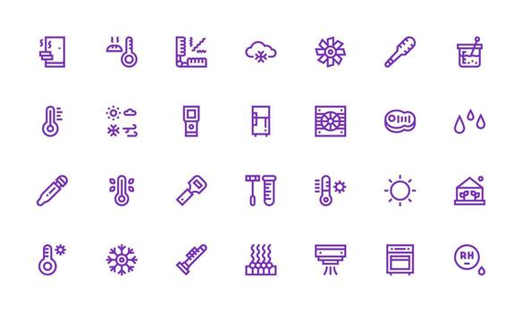 28 Icons for Temperature in Bold Line Format Complete Icon Bundle for Web Design vector
