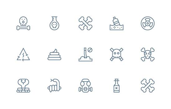 Regular Line Icons from Toxic Set with 15 Vectors Organized Pack for Project Assets