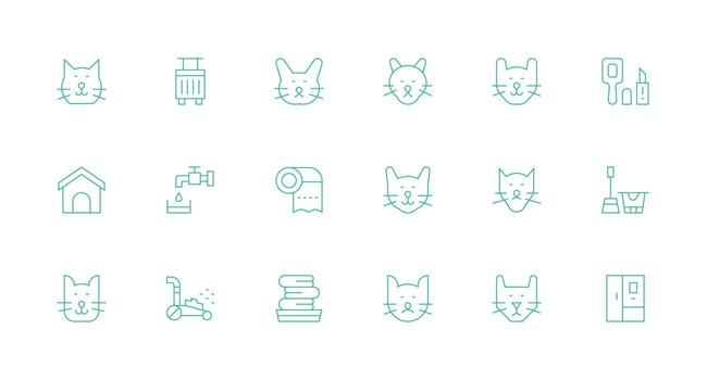 Minimal Line Style Domestic Icons with 18 Vectors Flexible Icon System for Web Interfaces