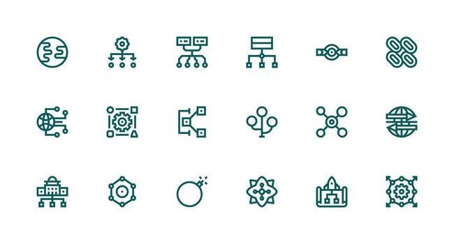 Dataflow including 18 Strong Stroke Line Illustrations Clean Icon Set Icon Pack for UI Projects vector