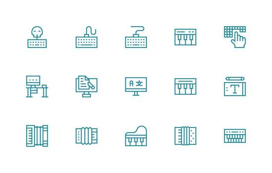 teclado incluso 15 regular línea ilustraciones núcleo icono colección para diario Tareas vector