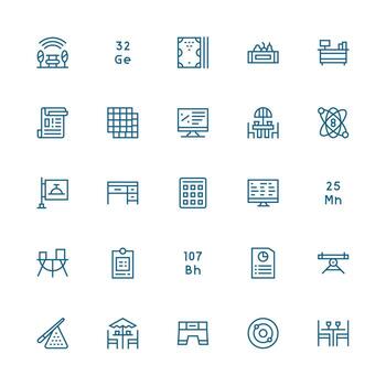 25 medio carrera contorno íconos para mesa gráficos compacto icono conjunto vector