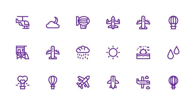 18 Strong Stroke Line Designs for Sky Icons Neatly Designed Icons for Web Platforms vector
