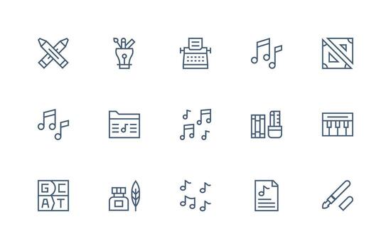 Regular Line Icons from Composition Set with 15 Vectors Line Icon Collection