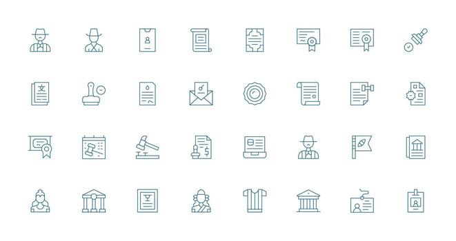 32 Thin Line Icons for Official Graphics Theme-Based Icon Pack vector