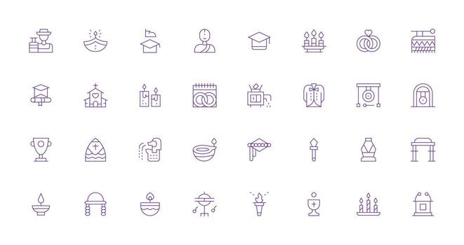 Ceremony featuring 32 Icons in Thin Line Design Multi-Purpose Icon Set vector