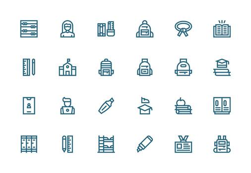 Student Icon Set with 24 Thick Line Line Graphics Fully Editable Icon Set for Web vector