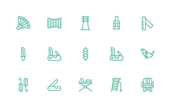 15 Folding Icons in Regular Line Aesthetic Scalable Icons for Cross-Platform Interfaces vector