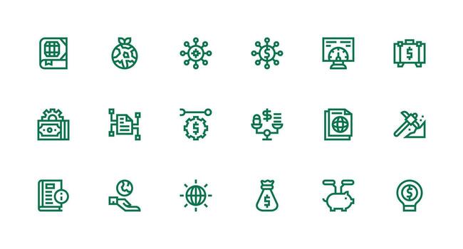 Resources including 18 Strong Stroke Line Illustrations Icon Pack for UI vector