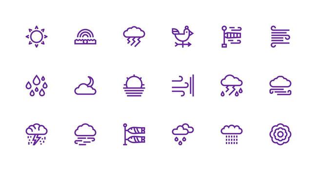 Meteorology Icon Set with 18 Strong Stroke Line Graphics Clean Icon Set Icon Pack for UI Projects vector