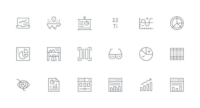 18 mínimo línea diseños para datos visualización íconos web y aplicación icono paquete colección vector