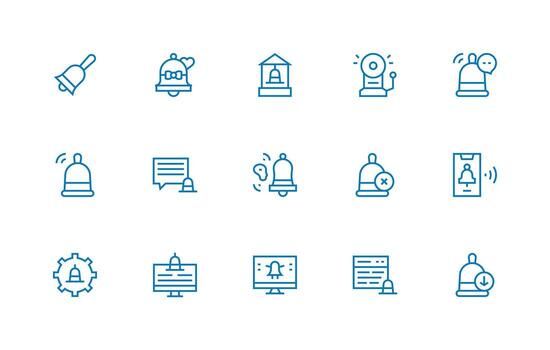 Bell featuring 15 Icons in Regular Line Design Light Icon Series vector