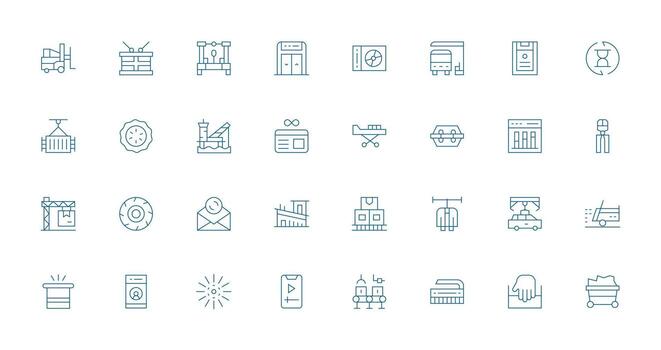 Loading Set with 32 Thin Line Icons Clean Icon Collection for Web Use vector