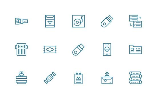 15 regular línea estilo íconos desde información almacenamiento colección icono paquete para varios temas vector