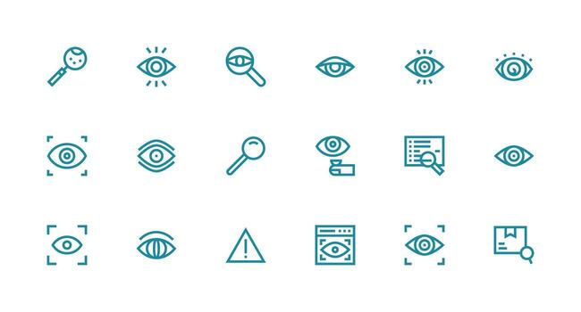 Strong Stroke Line Style Inspect Icons with 18 Vectors Multi-Style Icon Collection