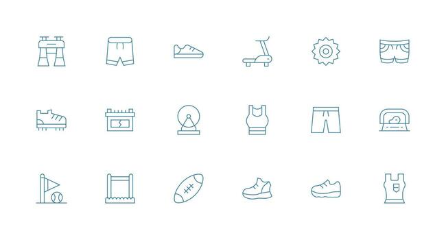 mínimo línea estilo corriendo íconos con 18 vectores interfaz icono colección