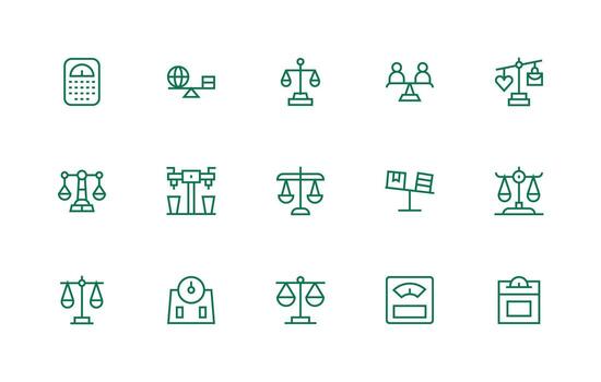 Weighing Icon Set with 15 Regular Line Graphics Glyph Icon Series vector