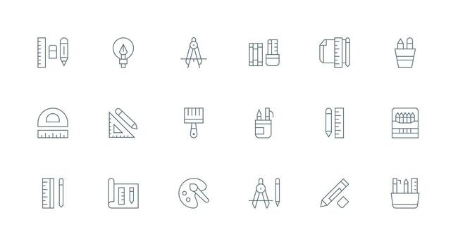 Minimal Line Icons from Drawing Tools Set with 18 Vectors Clean Icon Set Icon Pack for UI Projects