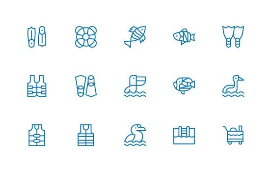 Regular Line Icons from Swimming Set with 15 Vectors Essential Icon Collection