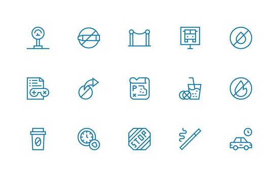 15 regular línea diseños para restricción íconos limpiar icono conjunto icono paquete para ui proyectos vector