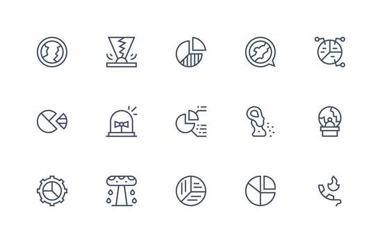 Breakdown Icon Set with 15 Regular Line Graphics Dashboard Icon Series vector