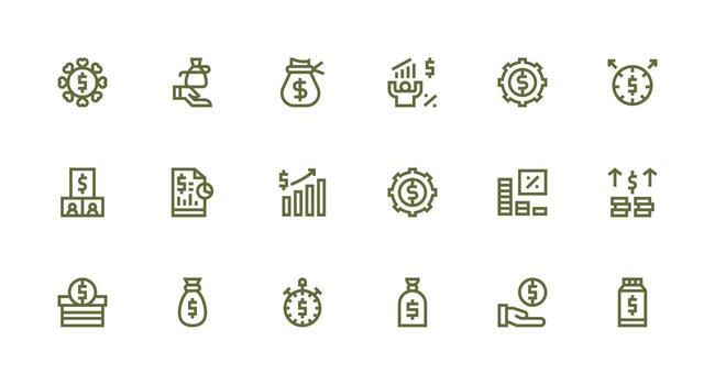 Earnings featuring 18 Icons in Strong Stroke Line Design Interface Icon Collection for Daily Projects vector