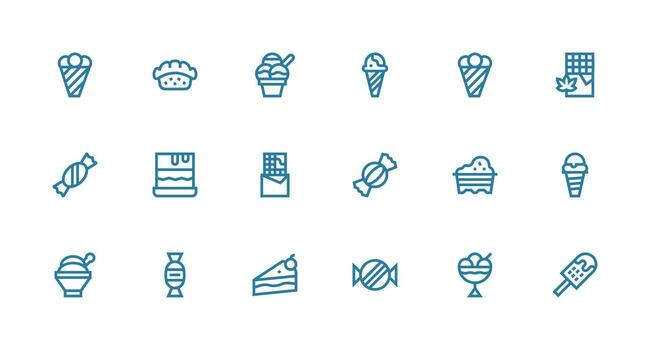Chocolate Set with 18 Strong Stroke Line Icons User Interface Icons for Digital Products vector