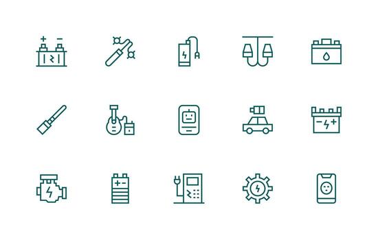 15 Icons for Charging in Regular Line Format Clean Icon Set Icon Pack for UI Projects vector