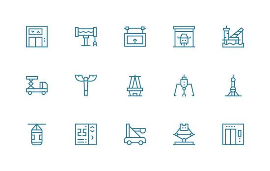 15 Icons for Lift in Regular Line Format Simplified Icon Pack for Visual Tools vector