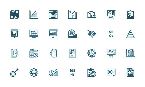 28 Icons for Metrics in Bold Line Format Icon Set for Apps vector