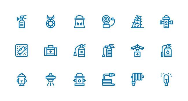 Emergency Response Design Icons featuring 18 in Strong Stroke Line Style Optimized Icon Pack for Digital Products vector