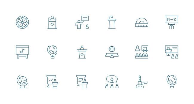 enseñando icono colección con 18 mínimo línea diseños equilibrado icono conjunto para funcional diseño vector