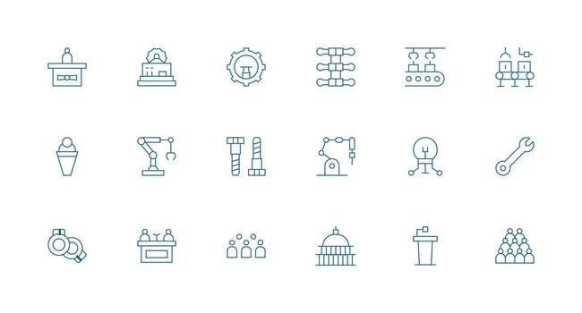 Assembly featuring 18 Icons in Minimal Line Design Scalable Icon Pack vector