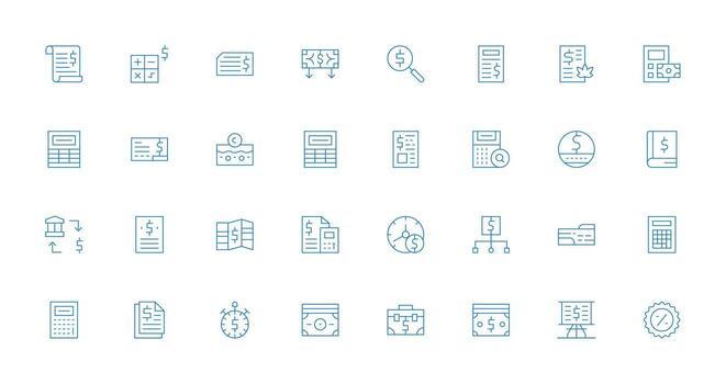 32 Expense Icons in Thin Line Aesthetic UI and UX Focused Icon Collection vector