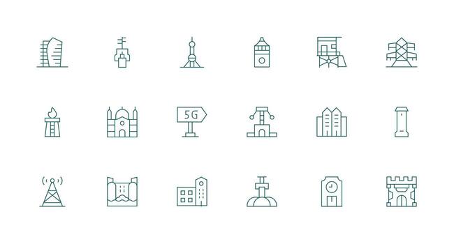 Minimal Line Icons from Tower Set with 18 Vectors Multi-Purpose Icon Set