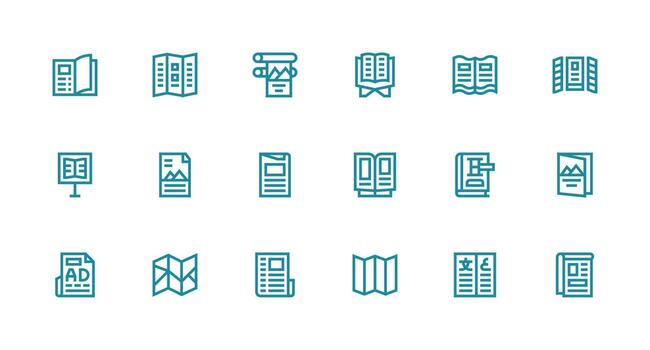 18 Strong Stroke Line Icons for Brochure Graphics Clean Icon Set Icon Pack for UI Projects vector