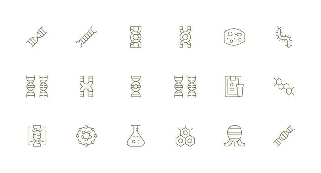 18 Minimal Line Designs for Biochemistry Icons Responsive Icon Set for Flexible Layouts vector