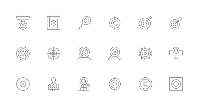 mínimo línea estilo diana íconos con 18 vectores funcional icono serie