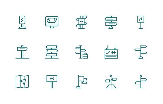 15 Regular Line Vectors for Wayfinding Theme Standard Icon Pack